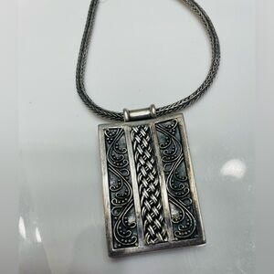 Vintage Suarti Indonesian Sterling Silver Filigree Pendant Necklace